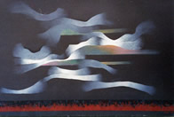 Bianchi e grigi di luce, Anno 2005, Olio su cartoncino, cm. 70x100